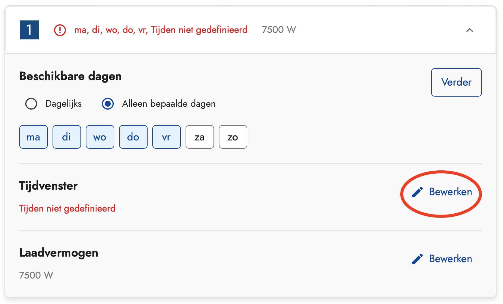 Uren selecteren