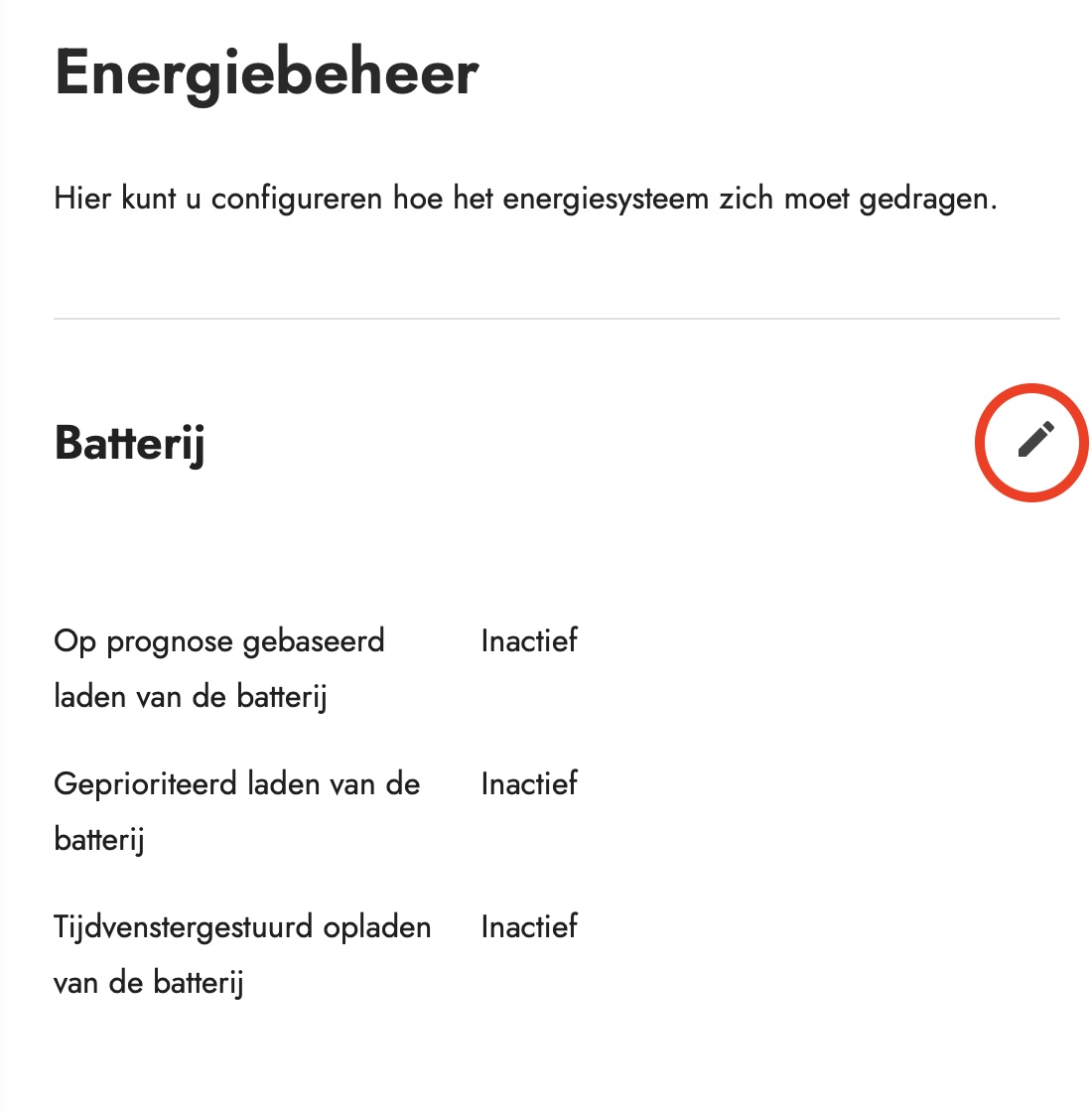 aanpassen batterij instellingen