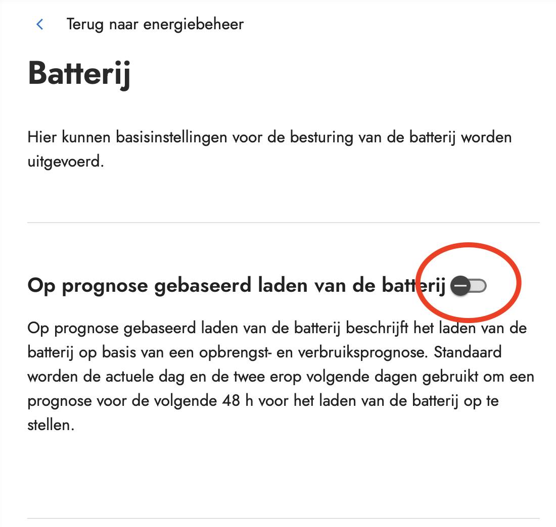 prognose laden aanzetten