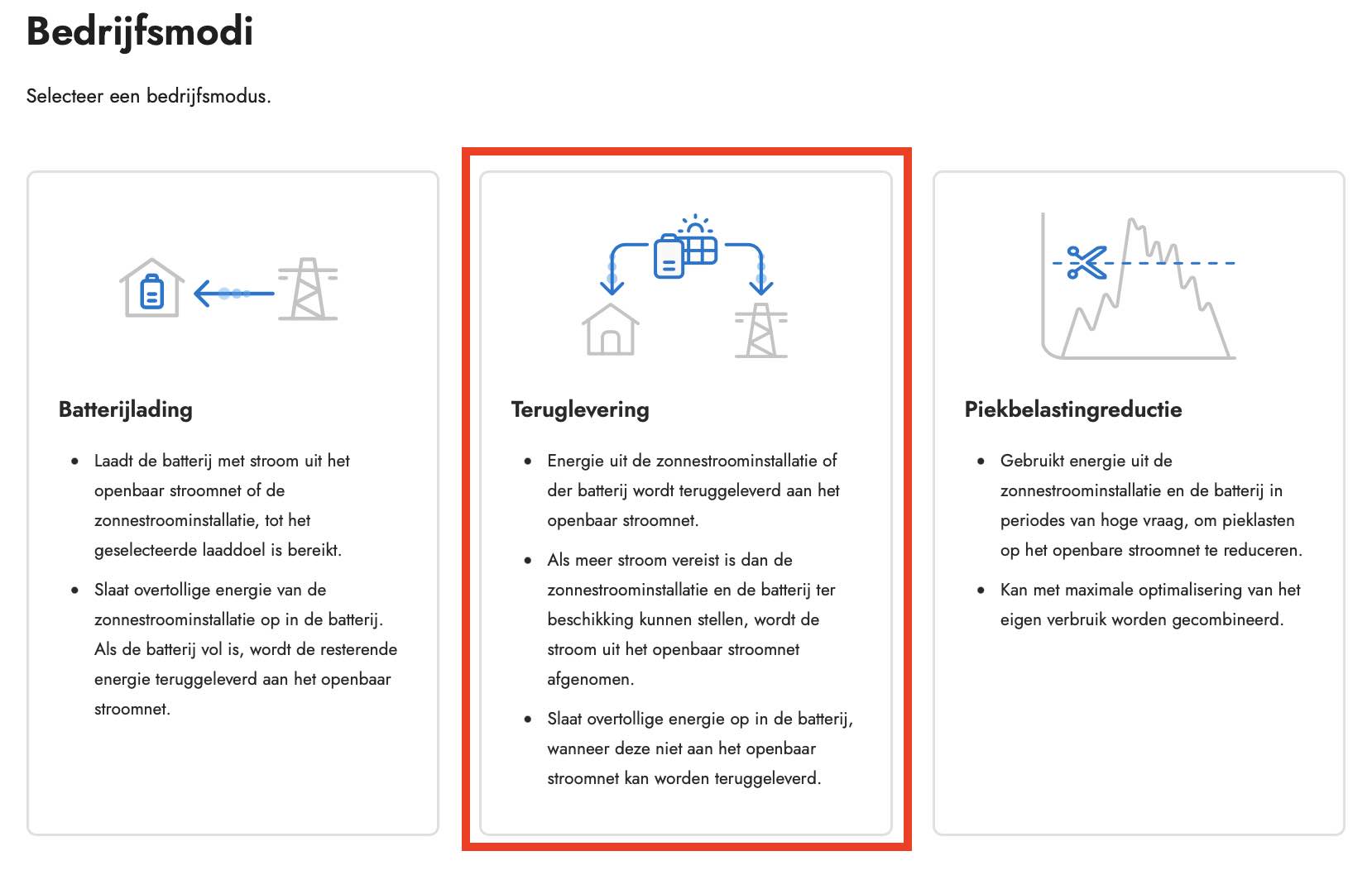 Energy Planner Bedrijfsmodus