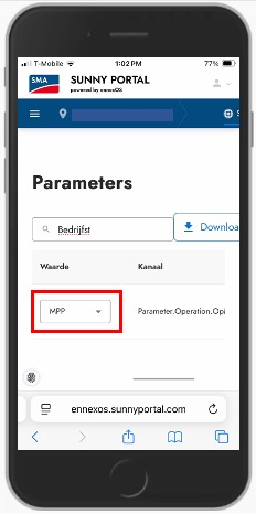 klik op de status van de parameter
