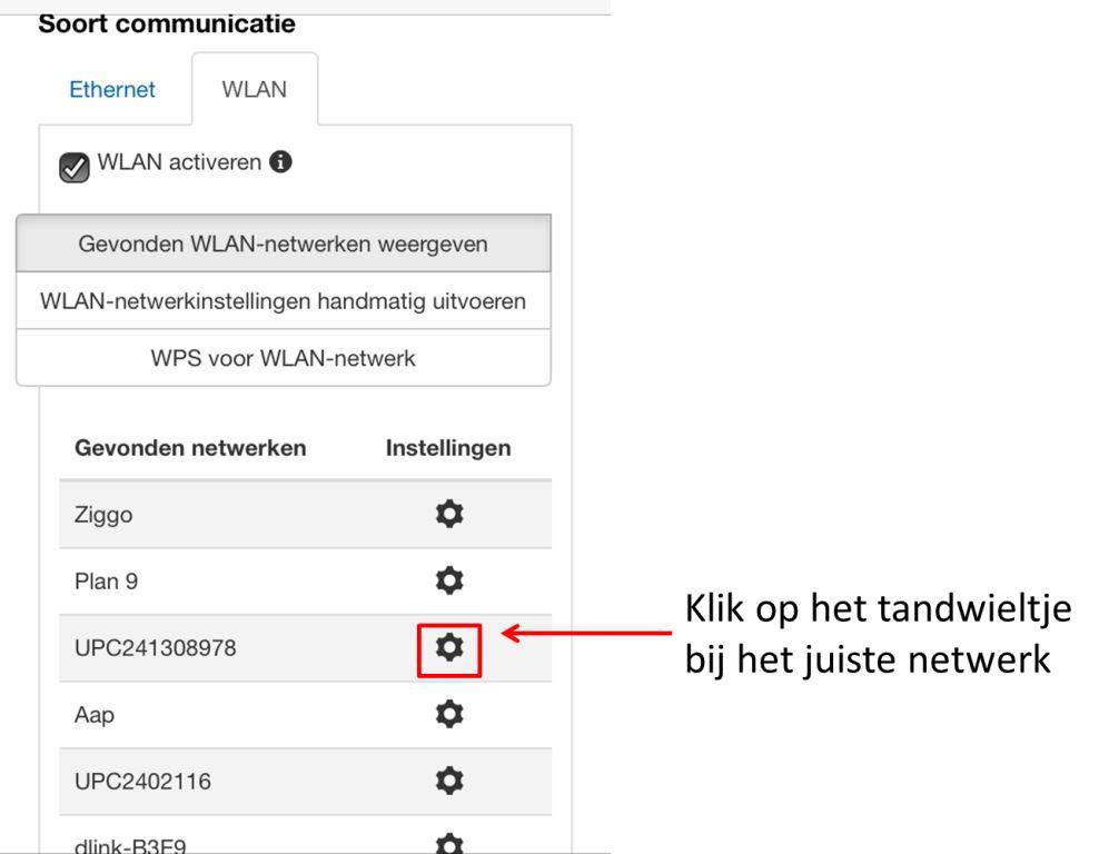 Klik op tandwieltje