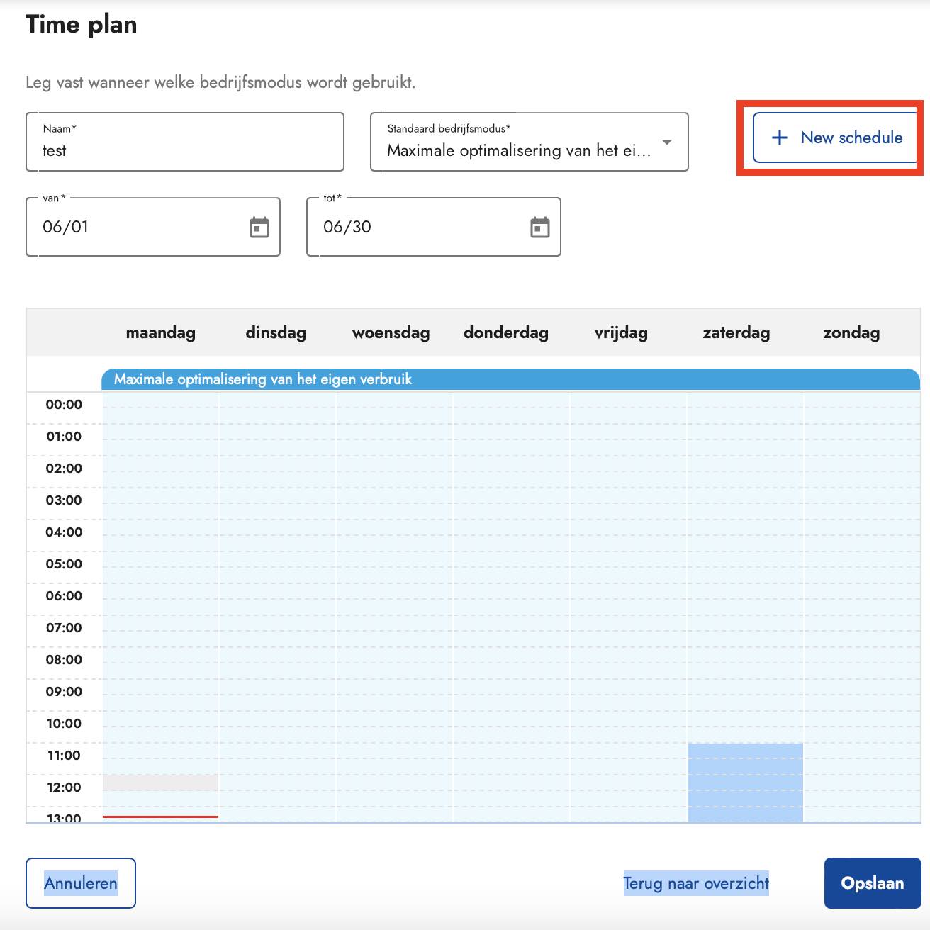 time plan new schedule