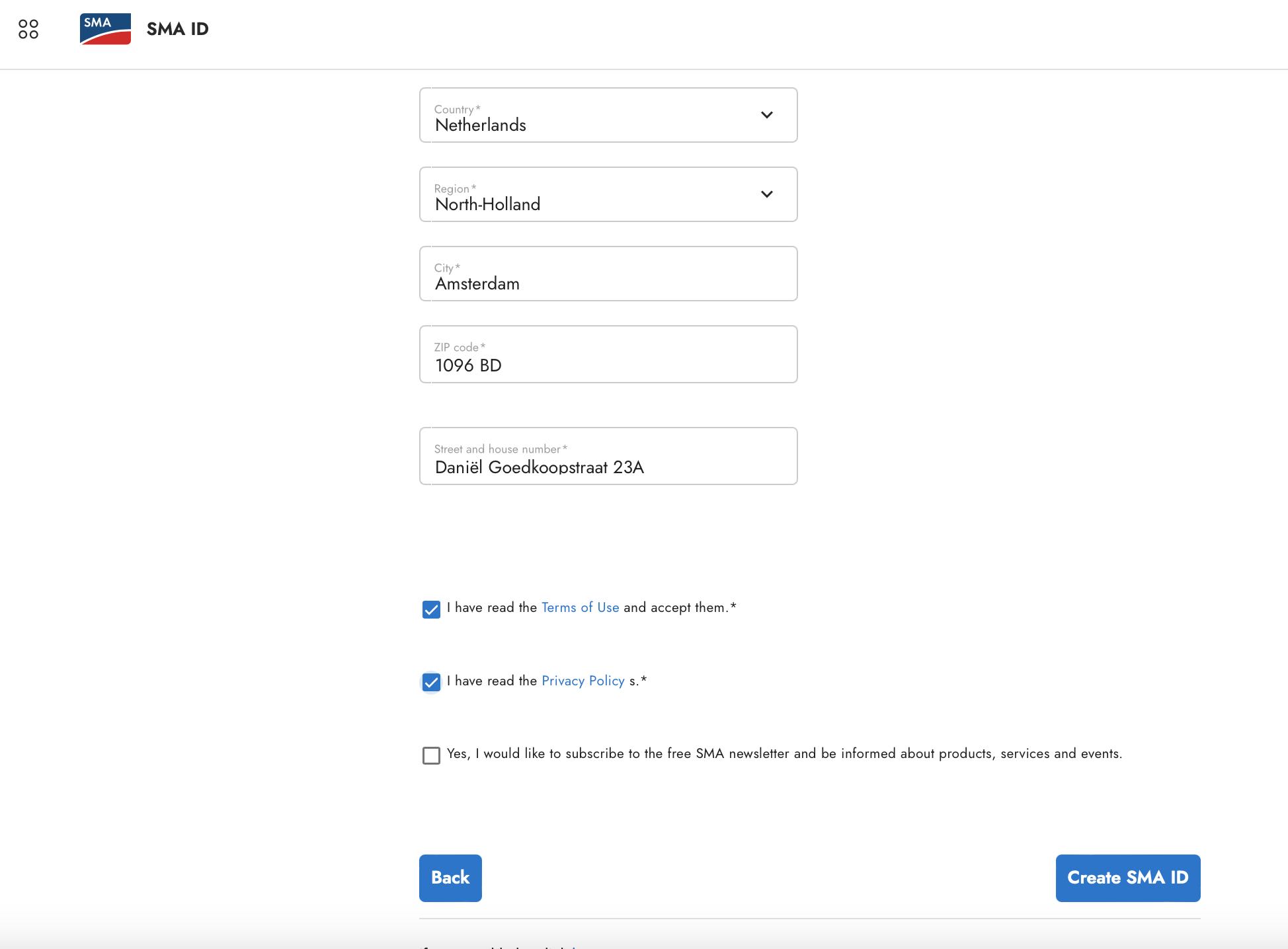 address data and permission boxes